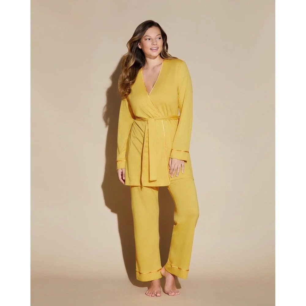 Cosabella Pima Cotton Modal‎ 3 Piece Robe Tank and Pants Pajama Set M